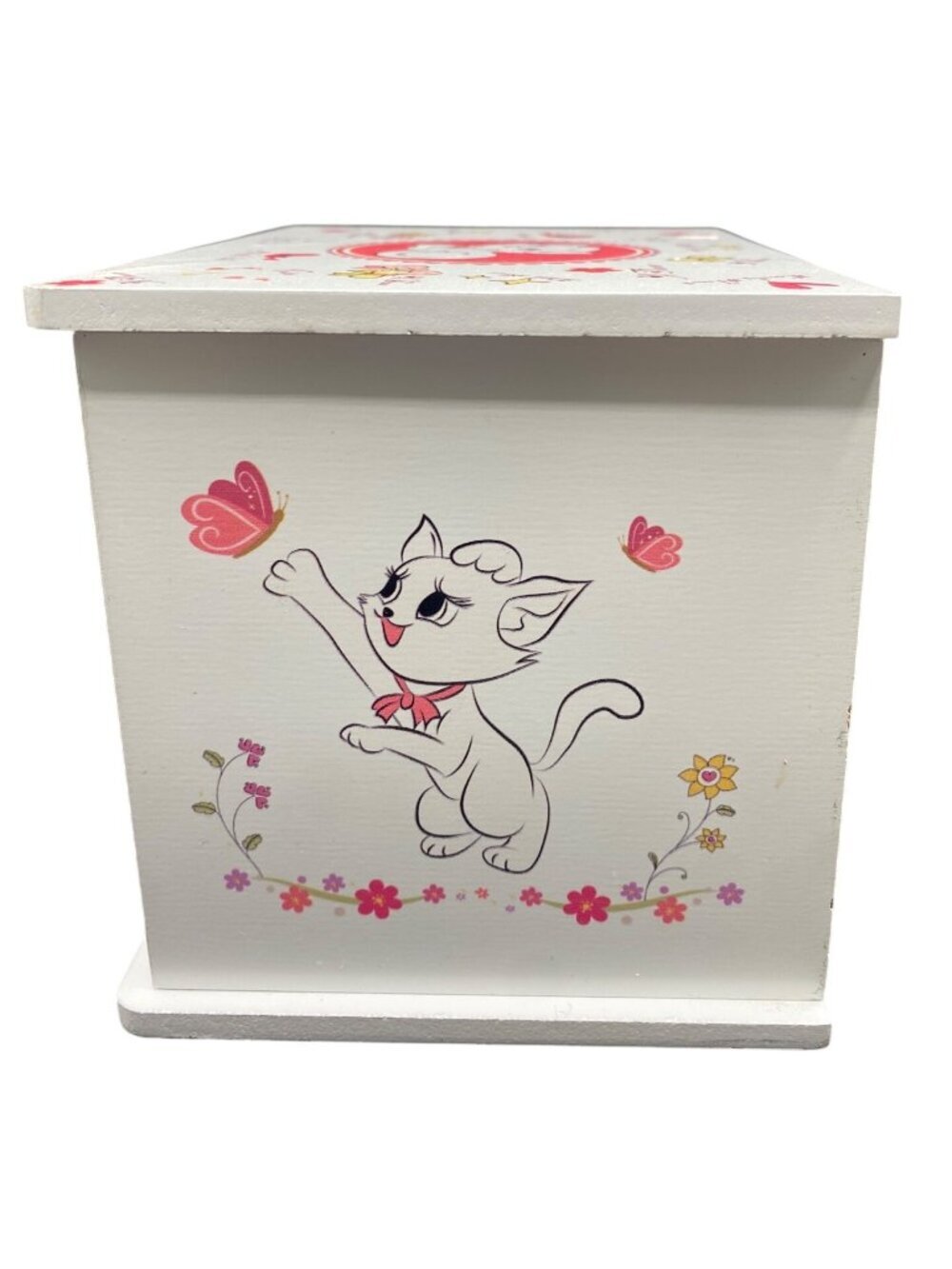 Kitten Wooden Musical Jewelry Box Cat Design Ballerina Drawer Pink Interior - Picture 2 of 16